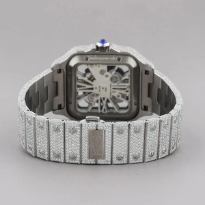 Luxury Square <b>Case</b> Stainless Steel Simple Antique Designer <b>Watch</b> for Men with Full Pave Diamonds Quartz Movement Smart Dial - Product Image 3