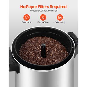 Urna per Caffè Commerciale da 30 Tazze, 152oz, con Rubinetto Anti-Goccia, 1090W, Preparazione Rapida, Automatica, in Legno di Teak - Product Image 3