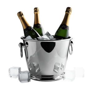 Seau à glace en métal simple et créatif, finition martelée argentée, refroidisseur à vin pour la maison, l'hôtel, les bars, avec poignée - Product Image 3