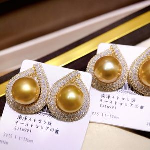 Classic Bucket Style 12-13mm Tahitian Black <b>Pearl</b> <b>Earrings</b> Luxury Almost Flawless Pure Silver Jewelry - Product Image 4