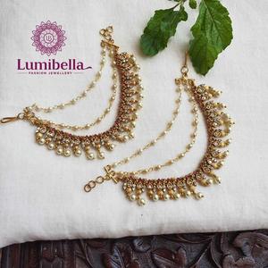 Matte Polish Hoop Earrings with Crystal Pearl Diamond & Ruby-Stainless Steel Alloy & Brass-Perfect for Wedding Party & Gift - Product Image 1