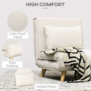 Beige 2-in-1 Multi-Functional <b>Sofa</b> <b>Bed</b> with Adjustable Backrest Chair <b>Bed</b> <b>Convertible</b> - Product Image 4