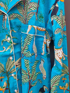 Camisones de Mujer con Estampado Animal, Conjunto de Dos Piezas, Tejido, para Dormir, Casual, de Verano, Suaves, Transpirables, 100% Algodón, Largo hasta la Rodilla, Manga Larga - Product Image 3