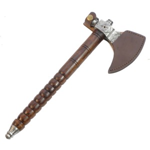 Hacha Tomahawk de Acero de Damasco Hecha a Mano por Edge Master Manufacture con Mango de Madera y Funda de Cuero, Personalización ODM/OEM Disponible - Product Image 6