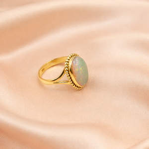 Natural Rainbow Ethiopian <b>Opal</b> <b>Ring</b> 925 Sterling Silver Handmade Statement Rose Gold Yellow Gold Plated Oval Gemstone Jewelry - Product Image 3