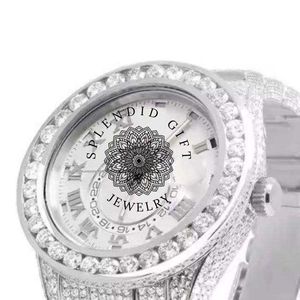 Splendide montre de luxe en diamant, 30 mm, cadran rond, quartz analogique, bracelet en acier inoxydable, verre saphir, fermoir déployant - Product Image 2