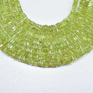 Perlas de peridoto natural de forma cuadrada lisa de 4-5 mm, perlas de peridoto genuinas sueltas para la fabricación de joyería, calidad al por mayor. - Product Image 5