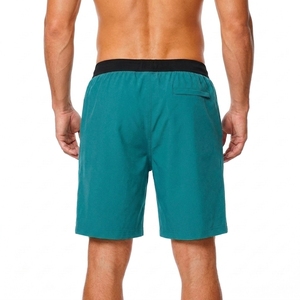 Mens Solid Teal Board <b>Shorts</b> with Pockets Quick Dry Elastic Waist Casual Swimwear 100% Cotton Canvas <b>Waterproof</b> - Product Image 2