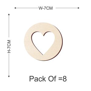 Anneaux de serviette en bois en forme de cœur, décoration de table ronde, pour mariage et réceptions, 7 cm, lot de 8 - Product Image 1