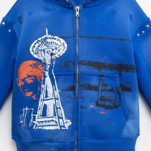 Glory Custom 100% Cotton Dirty Dyed Hoodies Distressed Dtg Printing Sweatshirts Rhinestones Heavyweight Hoodie Manufacturer - Product Image 3