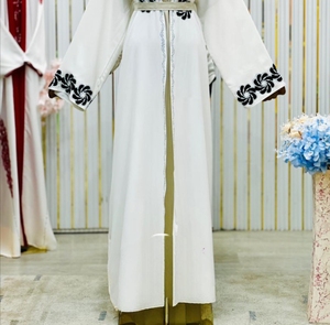 Hot sale Modest Dubai Beaded Sequined Long Sleeve <b>Abaya</b> Muslim Traditional Handmade <b>Wedding</b> Women Polyester Breathable V Neck - Product Image 2