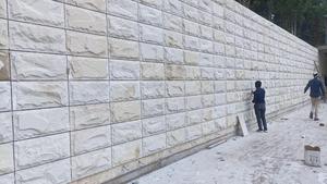 Natural Sandstone Exterior Wall Cladding with Bush Hammered Finish <b>Mint</b> White and Pure White Colors Cut-To-Size - Product Image 3
