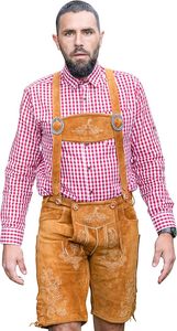 Pantalones de Cuero Bordados de Estilo Antiguo para Hombre, Talla Grande |   Pantalones Cortos de Cuero Bávaro con Aspecto Antiguo |   Hecho a Mano, Ecológico, para el Verano - Product Image 3
