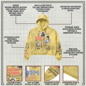 Sweat à capuche homme Sunfaded Mud Wash 450 g/m² en molleton bouclette, coupe ample effet vieilli, streetwear, jaune personnalisé, vintage - Product Image 4