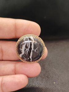 UDGEMS Natural Zebra Jasper Brass Groove Pendant | Handmade Brass Gemstone Pendant | IGI Certified Vintage Jewelry | OEM ODM - Product Image 3