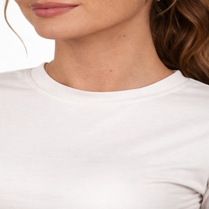 Haut court vintage d'été pour femme, manches courtes, coupe ajustée, décontracté, en coton et polyester, couleur unie, compressé, séchage rapide, respirant - Product Image 5