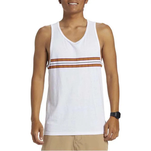 High Quality <b>Men's</b> Sporty Summer <b>Men's</b> <b>White</b> V-Neck Tank Top Striped Design Casual Knitted Cotton Sleeveless Shirt - Product Image 1