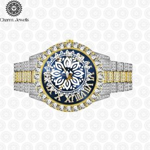 Charm_Jewells Luxury Stainless Steel <b>Watch</b> Round <b>Case</b> Analog Quartz Movement Diamond Encrusted Bracelet 40mm Unisex - Product Image 4