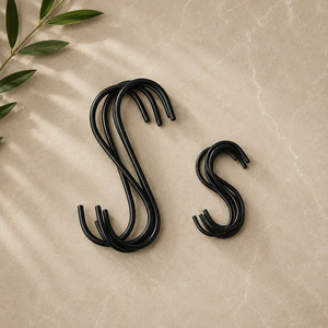 Curved S Design Iron <b>Hooks</b> with <b>Black</b> Finish for Hanging Clothes Bags Towels Plants and Household Accessories - Product Image 1