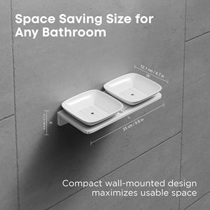 Porte-savon mural adhésif moderne double petit carré avec trous de drainage pour salle de bain et évier de cuisine - Product Image 4