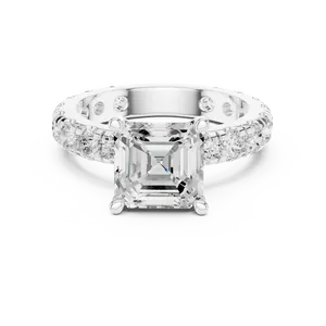 Bague de fiançailles en diamant de laboratoire taille Asscher en or massif 18 carats certifiée IGI VVS E-F avec large alliance éternité et bijoux d'accompagnement - Product Image 3