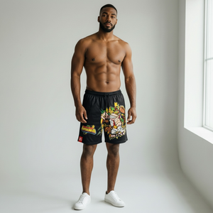 กางเกงวิ่งขาสั้นผู้ชาย สำหรับเพาะกาย ฝึกกล้ามเนื้อ ชุดกีฬา แห้งเร็ว มีกระเป๋า กางเกงออกกำลังกาย กางเกงยิม ขาสั้น 7 นิ้ว ผ้าตาข่าย - Product Image 2