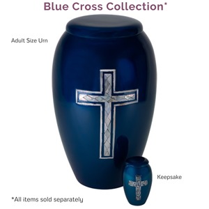 Urne funéraire Blue Cross avec incrustation de nacre motif croix, couleur blanche, style américain, capacité de 200 pouces cubes, garantie 1 an - Product Image 5