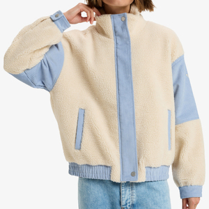 Custom New Design <b>Women</b> Wool Sherpa <b>Fleece</b> Jacket Outdoor Eco-Friendly Reversible Stand Collar - Product Image 1