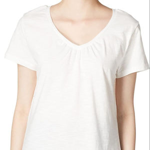 Camiseta de mezclilla con cuello en V para mujer, estampado gráfico 3D, batik a cuadros, con agujeros, ecológica, de verano, personalizada, transpirable, de secado rápido, corta, 100% - Product Image 1