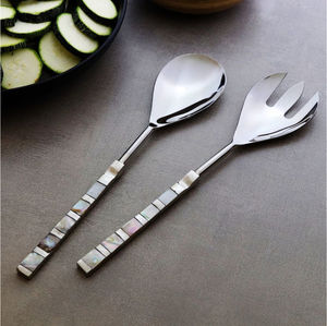 Élégante cuillère à spaghetti en acier inoxydable avec manche incrusté de nacre, pour la maison et la restauration, prix abordable - Product Image 5