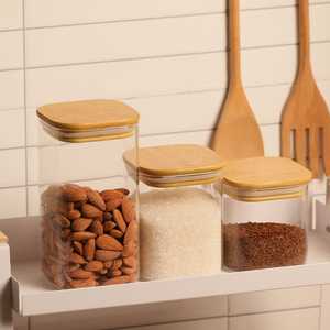 Boîte de rangement en métal contemporaine avec couvercle en bois naturel pour l'organisation du garde-manger et une présentation élégante sur le comptoir - Product Image 5