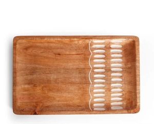 New Arrival Handmade Rectangular Wooden <b>Tray</b> <b>Large</b> Natural Finish Serving <b>Tray</b> for Dining Kitchen Coffee Table Decor - Product Image 1