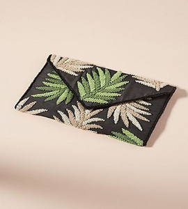 Bolso de mano tipo sobre con cuentas florales botánicas en rosa y verde, cartera de noche con cuentas de semillas, bolso de hombro con cadena, cartera de pulsera para fiesta - Product Image 2