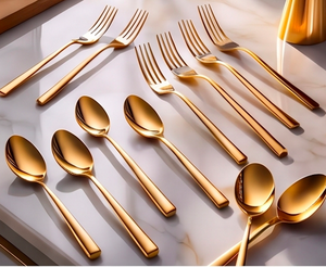 Elegant <b>Gold</b> Flatware Set With High <b>Mirror</b> Polish Dishwasher Safe Metal Cutlery For Wedding <b>Table</b> Settings - Product Image 5