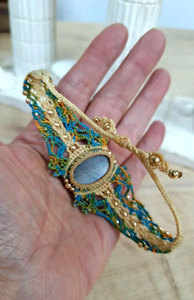 Handmade Vintage Gold Plated Macrame Labradorite <b>Bracelet</b> Boho Healing Crystal Jewelry Woven <b>Gemstone</b> Cuff for Women Gift - Product Image 3