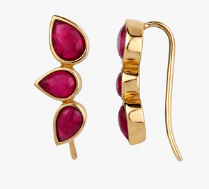 Fuchsia Pear Shape CZ <b>Dangle</b> <b>Earrings</b> 925 Sterling <b>Silver</b> Gold Plated Bezel Set Drop <b>Earrings</b> for Party Wedding Gift - Product Image 4