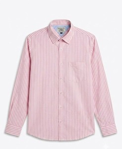 เสื้อเชิ้ตผู้ชายสีชมพูลายทาง ผ้าฝ้าย แขนยาว กระดุมสองแถว ปกคอพับ ทอเนื้อผ้าระบายอากาศ สไตล์ฤดูร้อน - Product Image 4