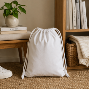 Eco Friendly Cotton Drawstring Backpack Bag | Reusable Gym Sack Sports Travel Promotional String Bag with <b>Rope</b> Handles Custom - Product Image 5