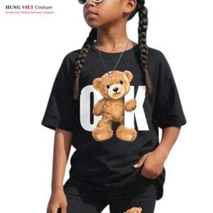 Hung Viet Couture personnalisé enfants décontracté tissé T-Shirt Logo étiquette écologique respirant coton Spandex tissu pour garçons filles - Product Image 4