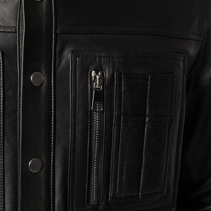 Customizable Design Men's Loose Bottom 100% Leather Shirt with Horn Buttons Eco-Friendly Anti-Bacterial Windproof & Breathable - Product Image 6