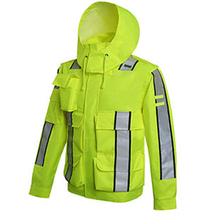 Chaqueta de Seguridad de Alta Visibilidad Clase 2, Naranja y Amarilla, Reflectante, con Cierre de Cremallera - Product Image 4