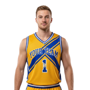 Ensemble uniforme de basket-ball pour hommes, maillot sans manches à col en V, short, imprimé à rayures diagonales croisées, bandes contrastées sur le bas, nom et numéro personnalisés - Product Image 4