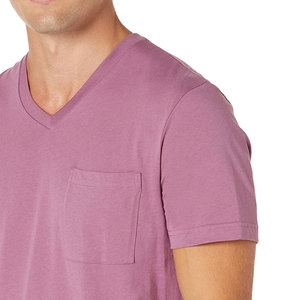 T-shirt à manches courtes personnalisé avec logo, plusieurs couleurs, décontracté, ample, basique, pour homme, col en V, en coton uni - Product Image 4