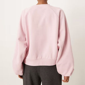 Sweat-shirt à manches ballon en coton confortable, coupe ample, couleur unie, col rond, pour femmes, Maanify 2026, sweat-shirt personnalisé - Product Image 6