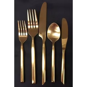 Handmade Brass Cutlery Set <b>Gold</b> Tone Dining Flatware Utensil Collection Stylish <b>Table</b> Setting For Restaurant - Product Image 1