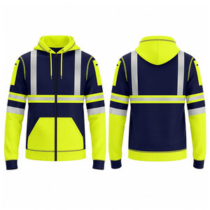 ANSI Class <b>3</b> Reflective Fleece Safety Clothing Hoodie with Detachable Hood Hi Vis Polyester Customizable Logo Support - Product Image 1