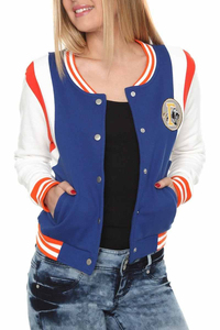 Veste universitaire rouge et blanche avec lettre C brodée, style preppy, coupe classique, simple boutonnage, en polyester - Product Image 5