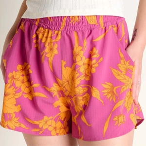 Women's Mid Waist Floral Printed Shorts With Pockets <b>Elastic</b> Waist Casual Style Breathable Knitted Cotton - Product Image 6