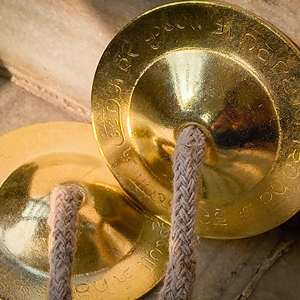 Traditional Hare Krishna Manjeera Cymbals Bronze Handmade Engraved Set for Meditation Yoga Sound Healing - Product Image 3