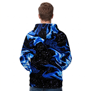 Sweat-shirt à capuche pour homme de haute qualité, personnalisé OEM, imprimé galaxie, coupe classique, tricoté, décontracté, pour l'automne, respirant, en polyester - Product Image 2